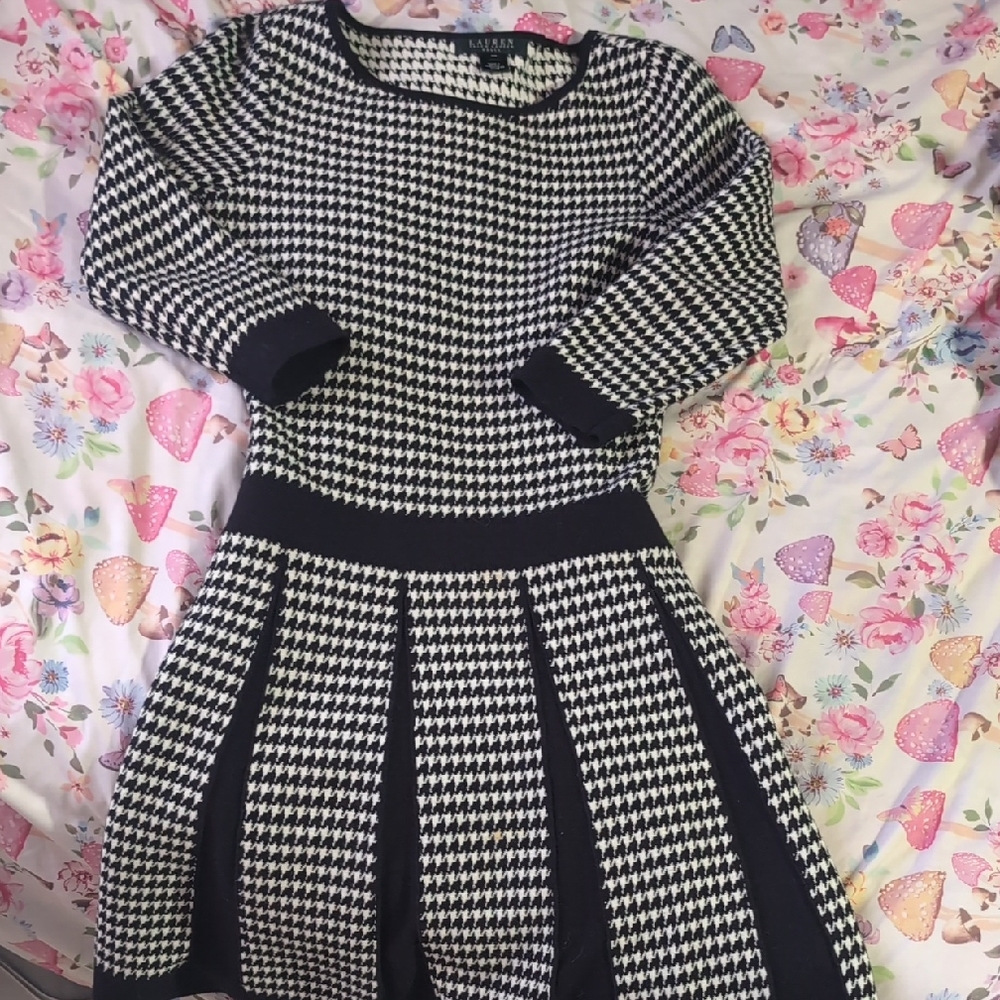Ralph Lauren Black and White Houndstooth Dress